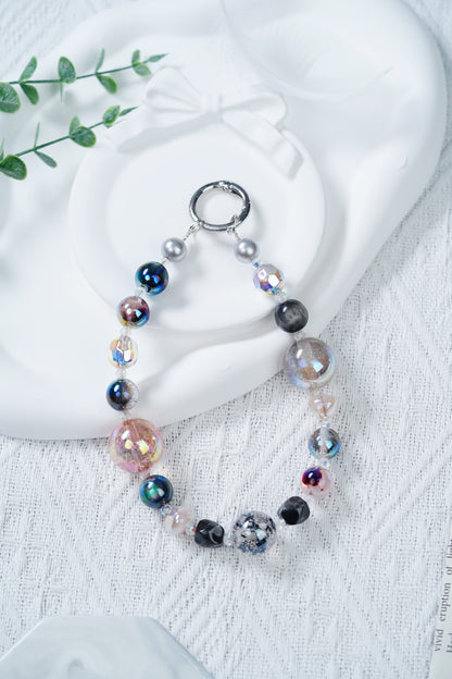 腕間銀河✨ ピンクの霧のバラと星のススキをつなぎ合わせて、それぞれの玉には小さなロマンが隠されていて、つけると摘みたくない～